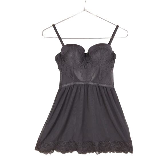 International Intimates Black Baby Doll Size Small Mesh Lining Adjustable Straps - Picture 11 of 11